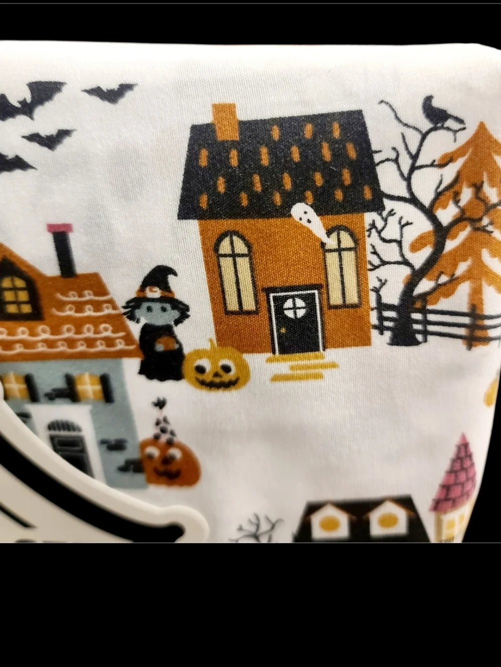 Haunted House Village FULL Bed Sheets Witch Black Cat Ghost Pumpkin Halloween